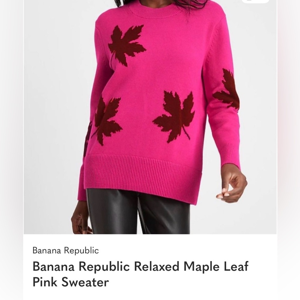 Banana Republic Fuchsia Maple Leaf Sweater